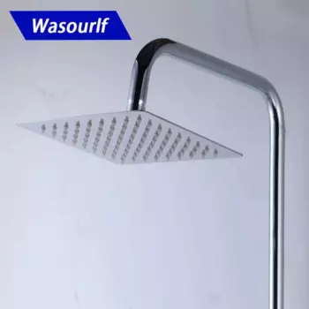 Верхняя потолочная Лейка для душа WASOURLF из нержавеющей стали, квадратная, 20 см, аксессуары для ванной комнаты
