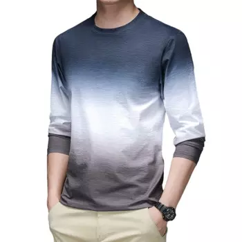 Весна 2022, новинка, Мужская футболка с длинными рукавами и круглым воротником из ледяного шелка, Мужская Спортивная повседневная быстросохнущая рубашка с цветной подошвой