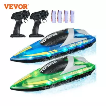 VEVOR 2 шт. HJ819 RC лодка 2,4G 12 км/ч гоночная лодка Водонепроницаемая модель электрическая радиоуправляемая скоростная лодка игрушки для мальчиков подарки