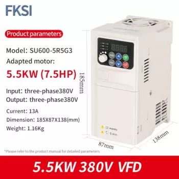 VFD SU600 380 кВт 380 В однофазный вход в трехфазный цифровой преобразователь частоты