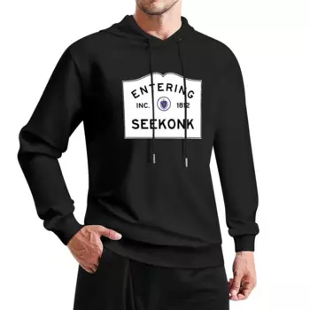 Вход Seekonk Massachusetts — Пуловер с капюшоном и капюшоном с дорожным знаком Содружества Массачусетс, осенняя толстовка с капюшоном