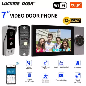 Видеодомофон с сенсорным экраном 1080P, Wi-Fi, 7 дюймов