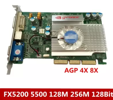 Видеокарта AGP FX5200 128M 128 бит поддерживает интерфейсную материнскую плату 8x 4x.