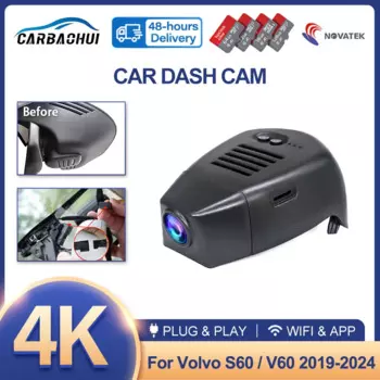 Видеорегистратор для Volvo S60 V60 2019-2024, 4K HD 2160P, Wi-Fi