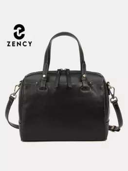 Винтажная дизайнерская сумка Zency из натуральной кожи для женщин, большая вместительная сумка на плечо, новая коричневая, черная сумка-органайзер Boston