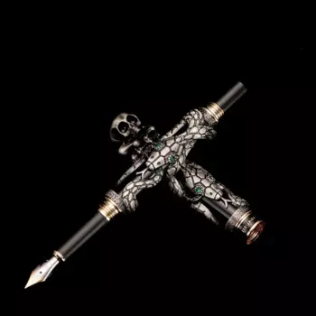 Винтажная перьевая ручка Jinhao, змея, череп, скелет, уникальная ручка, крышка EF/F/M/Искусственная коллекция, старинная серая фоторучка