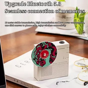 Винтажные виниловые дизайнерские Bluetooth колонки, портативный беспроводной сабвуфер с объемным звуком, музыкальный центр с поддержкой TF, звонков по громкой связи