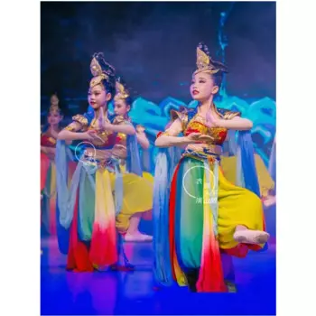 Винтажный китайский танцевальный костюм Dunhuang для девочек, классический костюм для косплея Гуаньинь, сказочный танцевальный костюм, одежда для школьной сцены и представлений