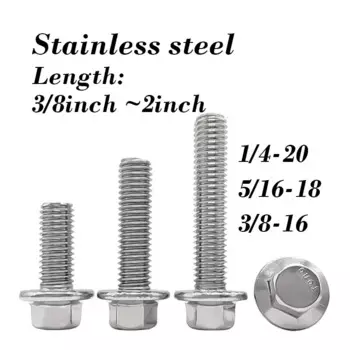 Винты с фланцем нержавеющая сталь 1/4", 5/16", 3/8"