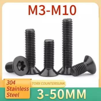Черные шестигранные потайные винты из нержавеющей стали M1.6-M8
