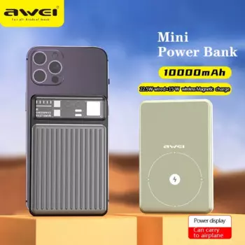 Внешний аккумулятор Awei P186K, PD22.5W, 10000 мАч, 2USB-порта