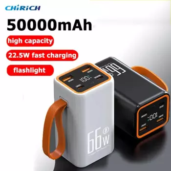 Внешний аккумулятор большой емкости 50000 мАч USB C 22,5 Вт Мощный внешний зарядный аккумулятор для iPhone Xiaomi Samsung