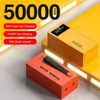 Внешний аккумулятор большой емкости, 50000 мАч, 66 Вт, 4 USB-порта