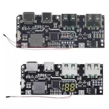 Внешний аккумулятор QC4.0 QC3.0 светодиодный с двумя USB-портами, 5 В, 22,5 А, 18650 Вт, Micro/Type-C USB, модуль зарядки, защита от перегрева