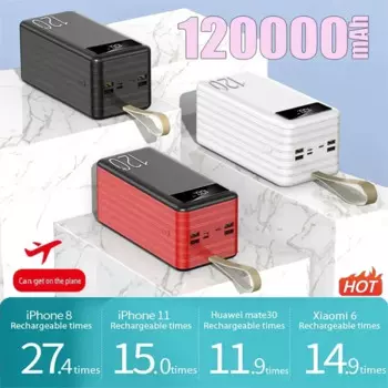 Внешний аккумулятор высокой емкости, 120 Вт, 120000 мАч