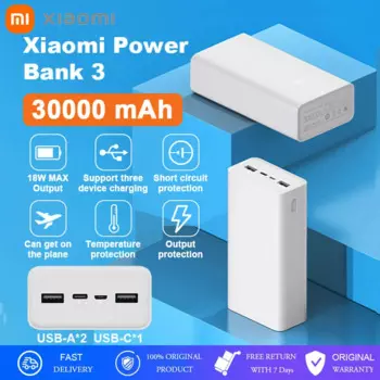 Внешний аккумулятор Xiaomi Mi Power Bank 3, 30000 мАч, QC 3,0, быстрая зарядка, USB Тип C, зарядка 3 устройств, 18 Вт, большая емкость PB3018ZM