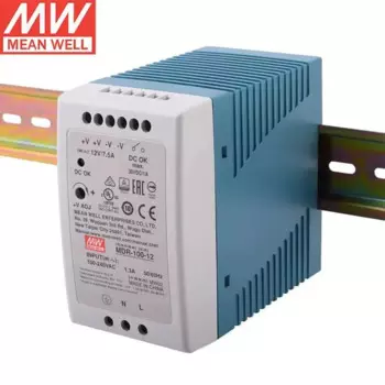 Внешний источник питания MeanWell MDR-100-12 12 В а 90 Вт с одним выходом, Промышленный DIN-рейка, импульсный источник питания DC OK, реле контакта, универсальный переменный ток