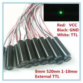 Внешний TTL-контроллер, 8x32 мм, 520nm, зеленый, 1 мВт, 5 мВт, 10 мВт, точечный лазерный диодный модуль для выравнивания, промышленный класс, APC Driver TYLASERS