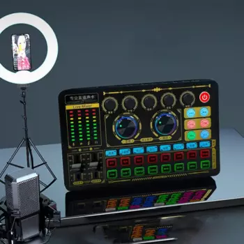 Внешняя звуковая карта для подкастинга, аудиоинтерфейс для телефона, ноутбука, звуковая карта для живого вещания, микрофон, микшер, аксессуары для записи