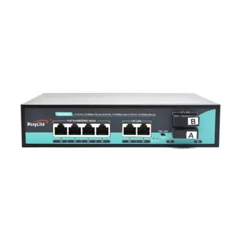 Внутренний источник питания Wanglink, 4 порта, 10 м, 100 м, восходящая линия Ethernet, 2 порта, 100 м, SFP, коммутатор AI PoE, 96 Вт, 6 кВ