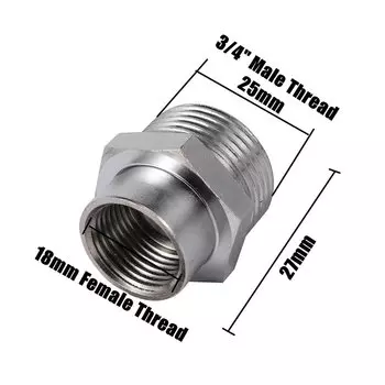 Переходник M18 на 1/2" 3/4", медный, нержавеющая сталь