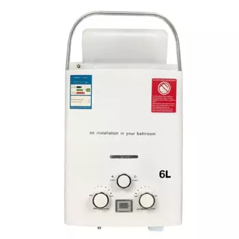 Водонагреватель LPG пропановый 6 л, мгновенный газовый водонагреватель, защита от перегрева и сухого горения, с цифровым дисплеем, подходит для кемпинга, квадроциклов