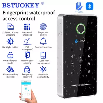 Водонепроницаемая Bluetooth биометрическая клавиатура с блокировкой по отпечатку пальца с приложением TTlock, электронный смарт-Открыватель для входной двери