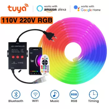 Водонепроницаемая неоновая Светодиодная лента 110, 220 В, Wi-Fi, Alexa, RGB, 1 м, 10 м, 50 м, 5050 м