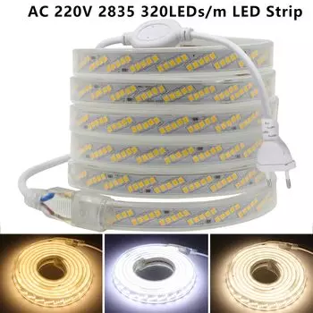 Водонепроницаемая светодиодная лента XUNATA 220В 320LED/м теплый белый