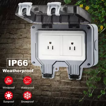 Водонепроницаемая уличная настенная розетка IP66, двойная электрическая розетка с заземлением, стандарт США, 15 А