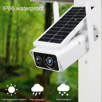 Водонепроницаемая Wi-Fi камера безопасности IP66 с ИК-датчиком движения, солнечной камерой безопасности, беспроводная наружная 2-канальная камера с обнаружением звука