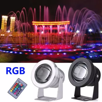 Водонепроницаемый светодиодный RGB прожектор, 12 В, 110 В, 220 В, 10 Вт, уличный прожектор для подводного фонтана, бассейна, пруда, аквариума с дистанционным управлением