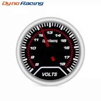 Вольтметр Dynoracing BX101232, измеритель напряжения для автомобиля, с линзами дыма, 2 дюйма (52 мм), 8-18 вольт