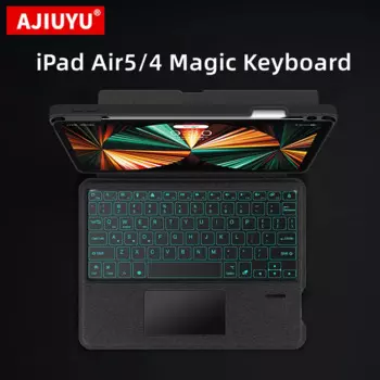 Волшебная клавиатура для iPad Air 5 4 10,9 дюймов Pro 11 12,9 10,2 2022 Air5 2021 Air4 Case Touch Беспроводная подсветка планшета Smart Cover
