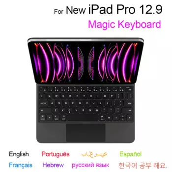 Волшебная клавиатура для нового iPad Pro 2022 6-го поколения 12,9 дюймов Air 5 4 Pro 11 12,9 планшет с подсветкой Русский Португальский Испанский Французский