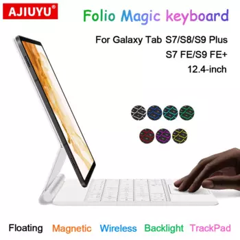 Волшебная клавиатура для Samsung Galaxy Tab S7 S8 S9 Plus S7 FE 12,4, чехол для Tab S9 FE + Plus S9 + S8 + S7 + 12,4 ", Чехол для смарт-клавиатуры