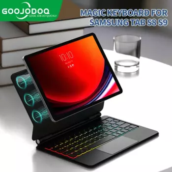 Волшебная клавиатура для Samsung Galaxy Tab S9/S8/S7, чехол для клавиатуры 11 дюймов, Магнитный чехол с клавиатурой, тачпадом, подставкой с подсветкой, чехол-книжка