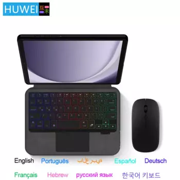 Волшебная клавиатура HUWEI для Samsung Galaxy Tab A9, 8,7 дюйма, 2023 дюйма, чехол SM-X110 X117, умный чехол с подсветкой, испанский, русский, арабский