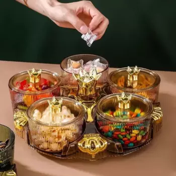 Вращающаяся тарелка с фруктами, журнальный столик для бытовой гостиной, высококачественная тарелка с фруктами, коробка для конфет, размещение закусок, ящик для хранения орехов