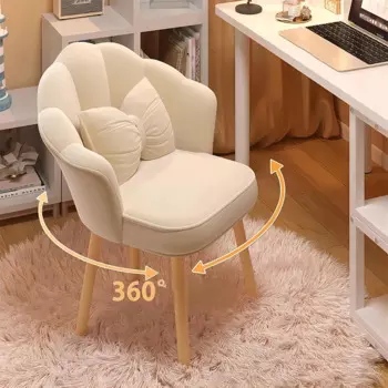 Вращающийся на 360 ° стул, удобный и простой обеденный стул с лепестками для маникюра, роскошный стул для спальни для девочек, стул