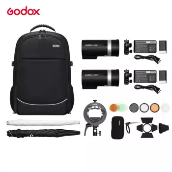Вспышка для наружной двери Godox AD300Pro AD300 PRO, 2 шт., 300 Вт, вспышка с рюкзаком, зонтиком, кронштейном S2 и фотовспышкой