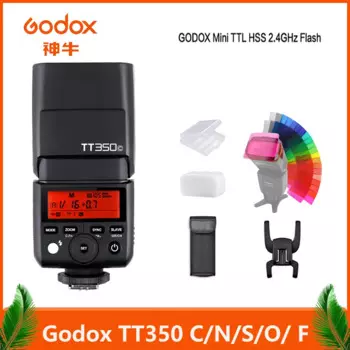 Вспышка GODOX TT350 S/N/C/F/O для камеры, набор для горячей загрузки, маленькая TTL Высокоскоростная синхронизация для камер Canon, Nikon, Sony, Fujifilm, Olympus