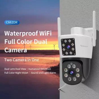 VStarcam C662DR двойной объектив цветной ночного видения PIR обнаружение человека IP65 водонепроницаемый SD облачное хранилище беспроводная уличная домашняя безопасность