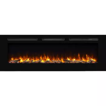 Встраиваемый электрический камин PuraFlame Alice 60 дюймов, заподлицо для шпилек 2 х 6 шт., журналов и кристаллов, обогреватель мощностью 1500 Вт