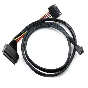 Встроенный кабель 12G Mini SAS HD в U.2 / SFF-8643 для SFF-8639 кабеля 0,5 м с 15-контактным блоком питания SATA, подходит для U.2 SSD