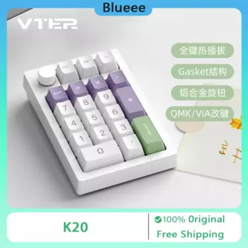 VTER K20 Номерная клавиатура Беспроводная трехрежимная клавиатура с поддержкой горячей замены QMK VIA Индивидуальная динамическая ручка управления RGB Mini Pad