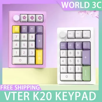 vter k20Сомерная клавиатура с ручкой Проводная RGB Hot Swapp E-Sport Игровая механическая клавиатура QMK VIAL Индивидуальные аксессуары для ПК Настольный компьютер