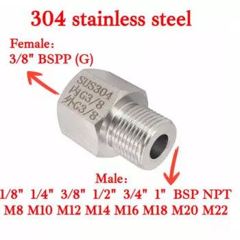 Переходник из нержавеющей стали 304 G3/8" BSP Female To Male