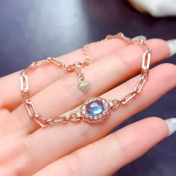 VVS класс Лондонский синий браслет для телефона 5 мм * 7 мм 0.7ct Натуральный топаз 925 Серебряный Топаз браслет с 3 слоями Позолота 18K