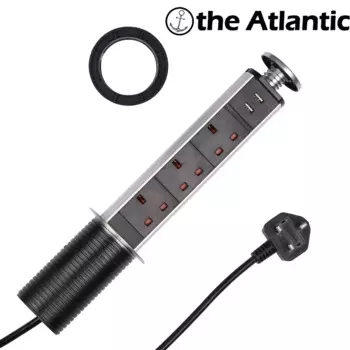 Выдвижная настольная розетка, настольная розетка с 2USB-портами, выдвижная, медленное выключение, для гостиной, кухни, офиса